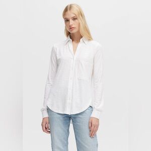 CHRLDR Amrat White Button Front Jersey Blouse Medium